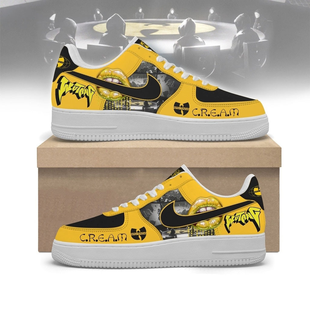 Wu Tang Clan CREAM Yellow And Black Hip Hop Graphic Shoes Wu Tang Merch Fans Gifts