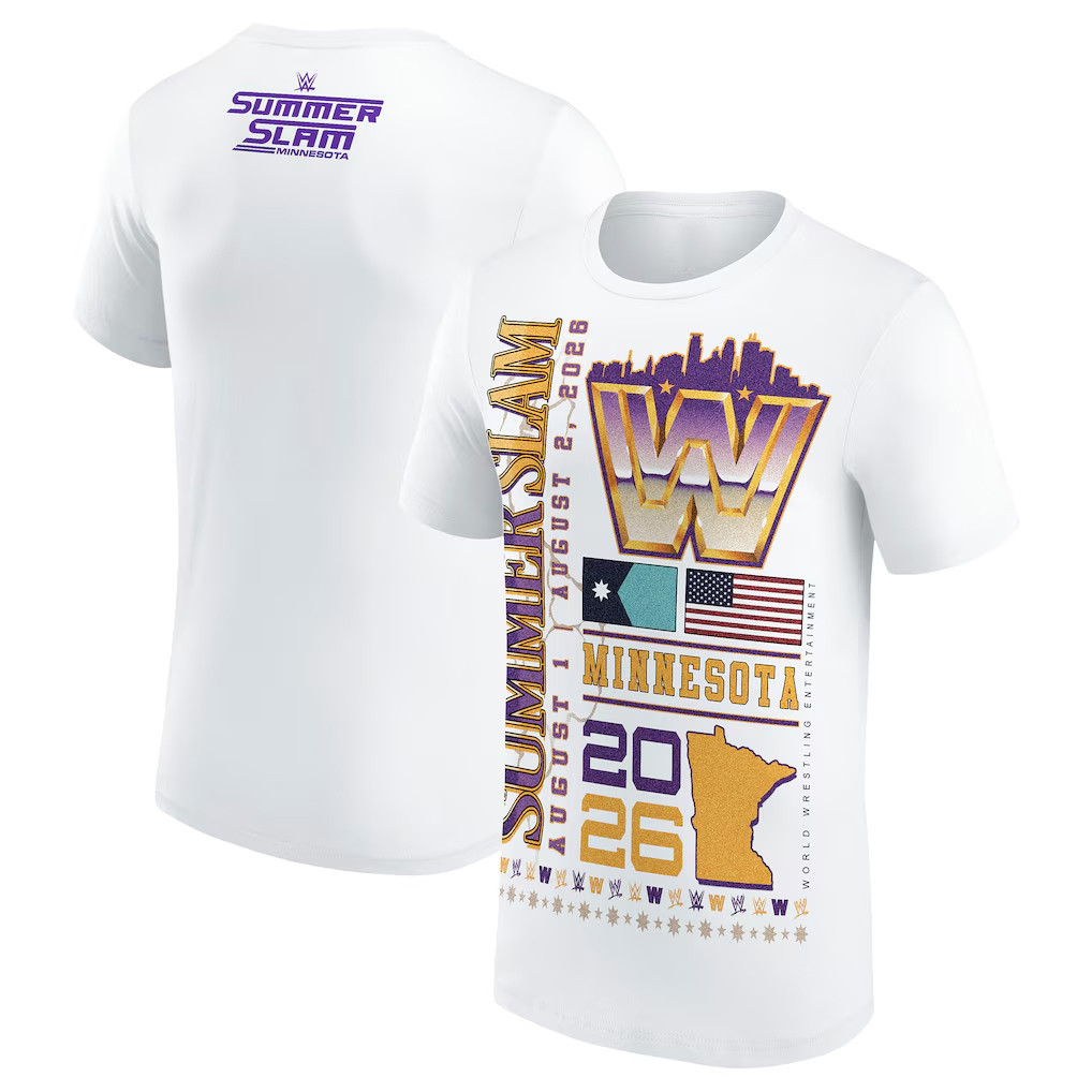 WWE Merch SummerSlam 2026 Minneapolis Retro State T-Shirt White Gift For Wrestling Lovers