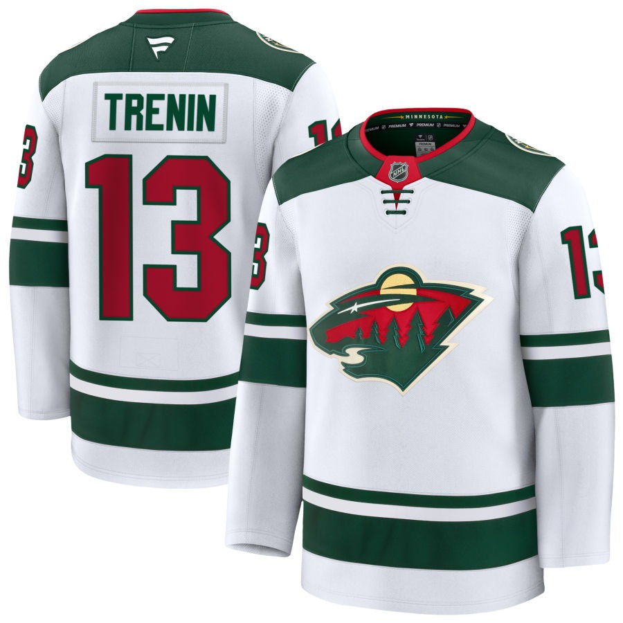 Yakov Trenin Minnesota Wild 2025 Away Premium White Jersey 1 Yakov Trenin Minnesota Wild 2025 Away Premium White Jersey