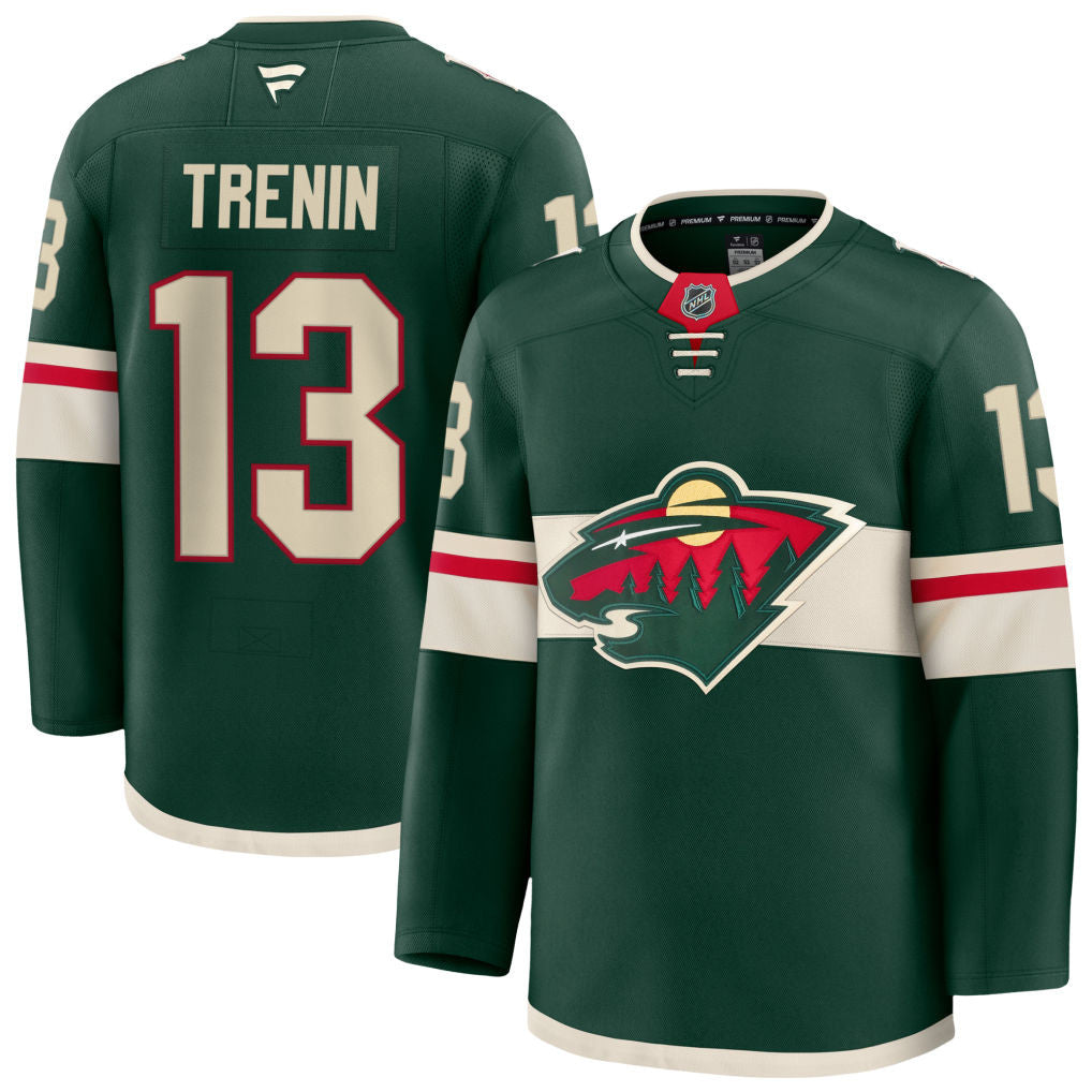 Yakov Trenin Minnesota Wild 2025 Home Premium Jersey - Green 1 Yakov Trenin Minnesota Wild 2025 Home Premium Jersey - Green