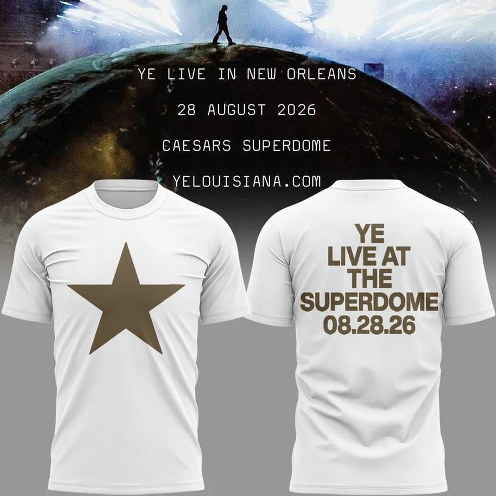 Ye Live At The Superdome Tour 2026 White Shirt Kanye West Merch Gift Ideas For Music Lovers