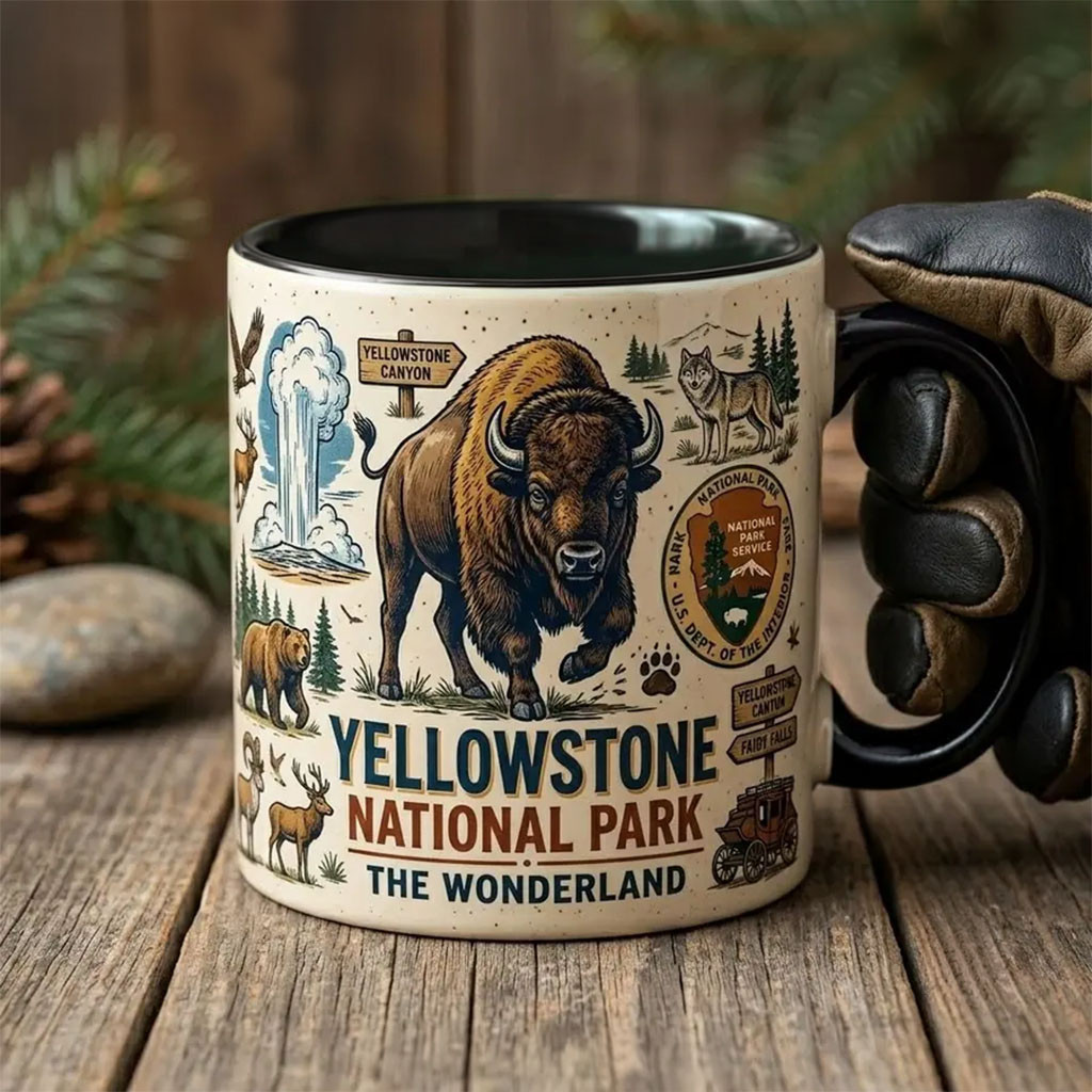 Yellowstone National Park Commemorative Mug The Wonderland Coffee Cup Gift For Brothers