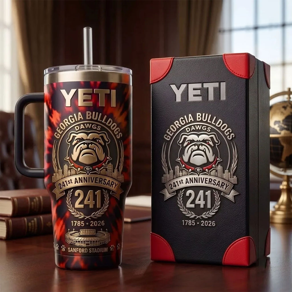 Yeti Georgia Bulldogs 241st Anniversary Tie-Dye Stanley Tumbler Georgia Bulldogs Merch Fan Gift