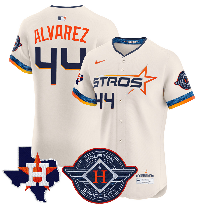 Yordan Alvarez Houston Astros 2025 City Connect Texas Patch Vapor Premier Elite Jersey - Cream