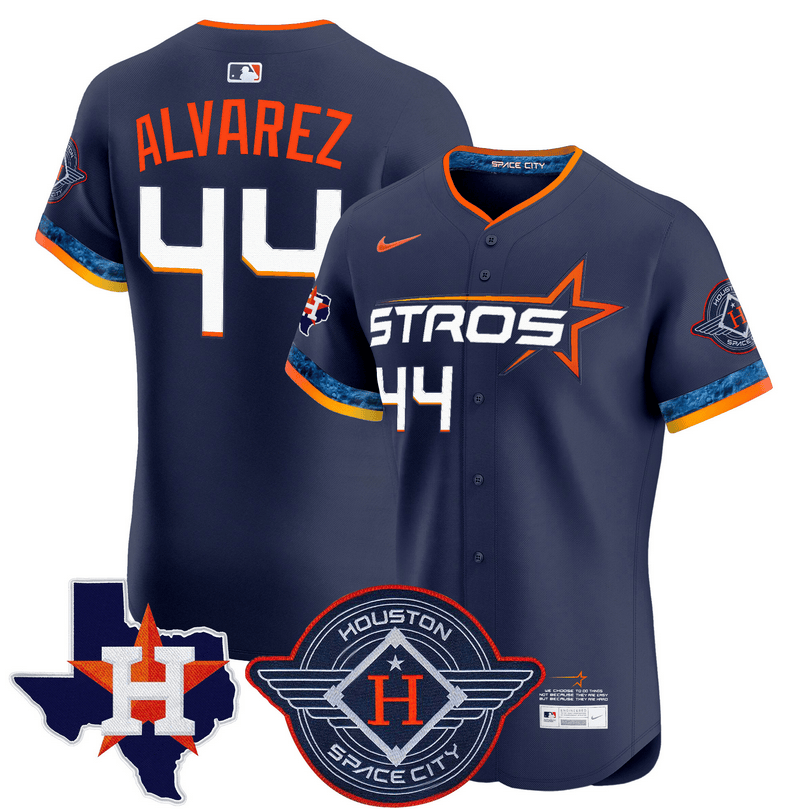 Yordan Alvarez Houston Astros 2025 City Connect Texas Patch Vapor Premier Elite Jersey - Navy