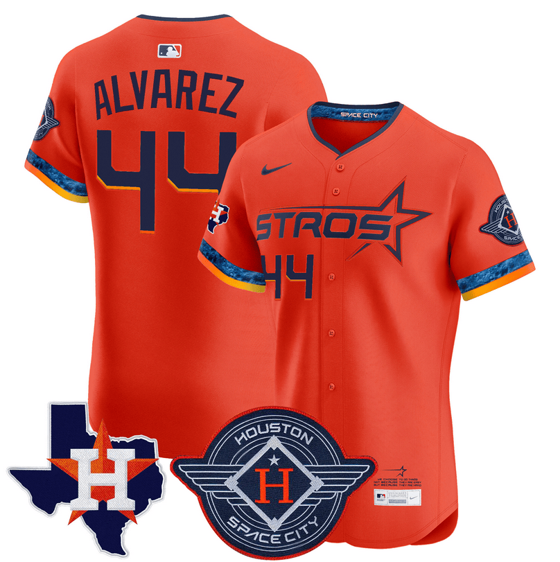 Yordan Alvarez Houston Astros 2025 City Connect Texas Patch Vapor Premier Elite Jersey - Orange