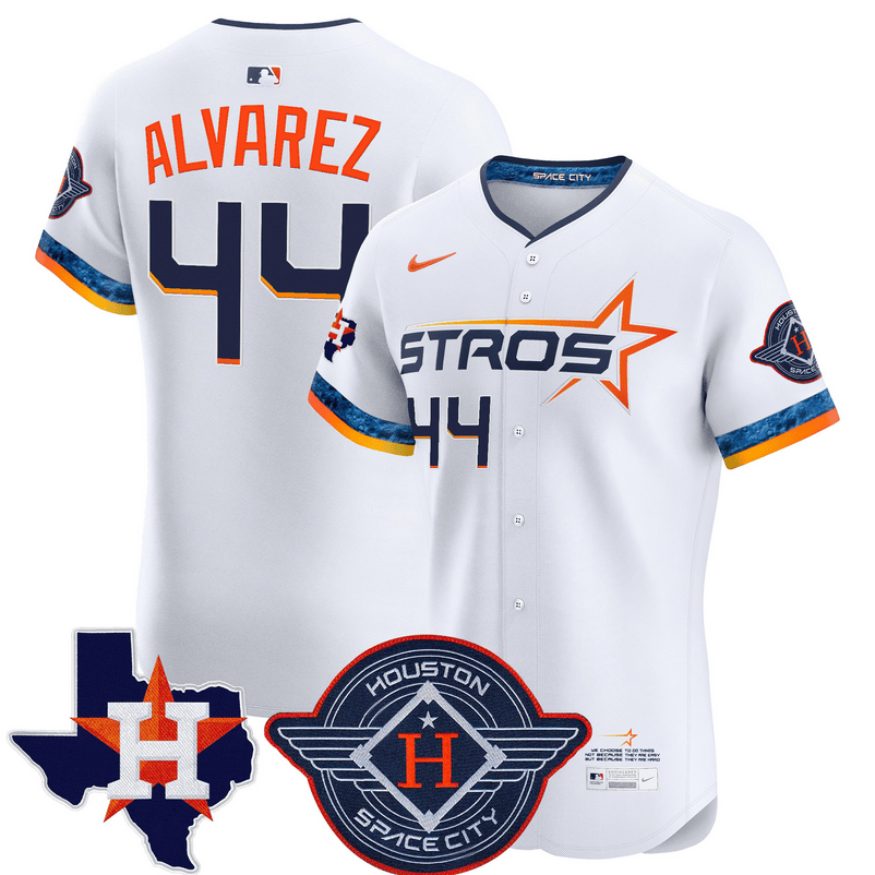 Yordan Alvarez Houston Astros 2025 City Connect Texas Patch Vapor Premier Elite Jersey - White
