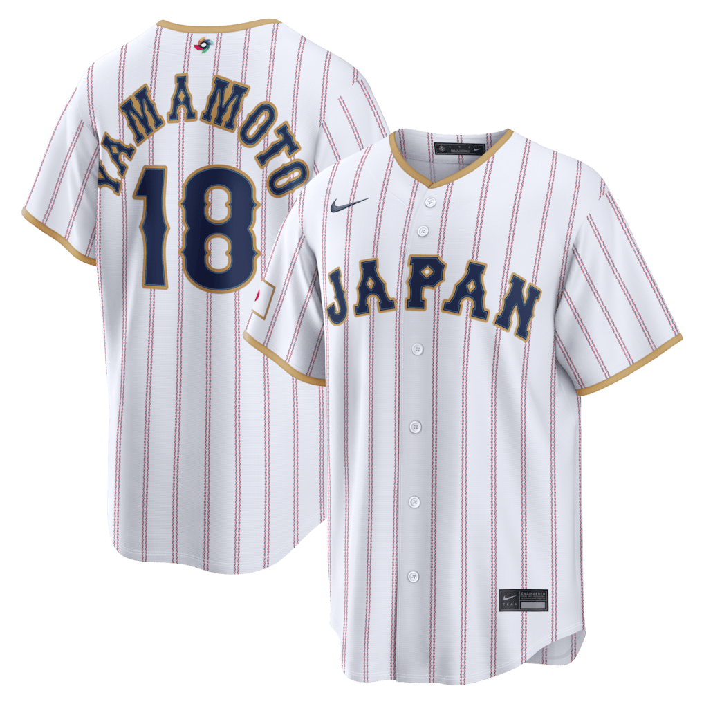 Yoshinobu Yamamoto #18 Japan WBC 2026 Home Stadium Jersey Team Japan World Baseball Classic Merch