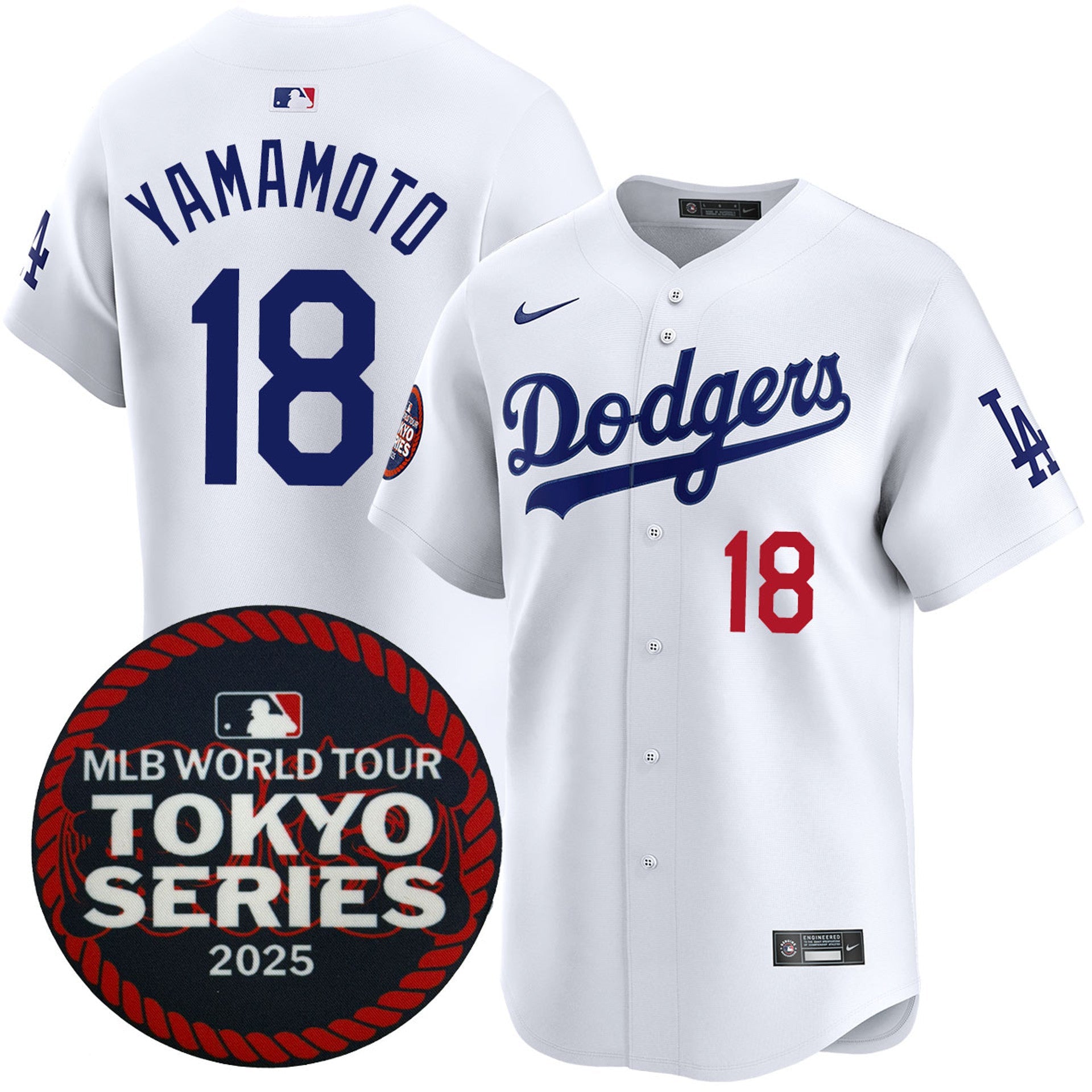 Yoshinobu Yamamoto Los Angeles Dodgers 2025 Home Tokyo Series Jersey - White