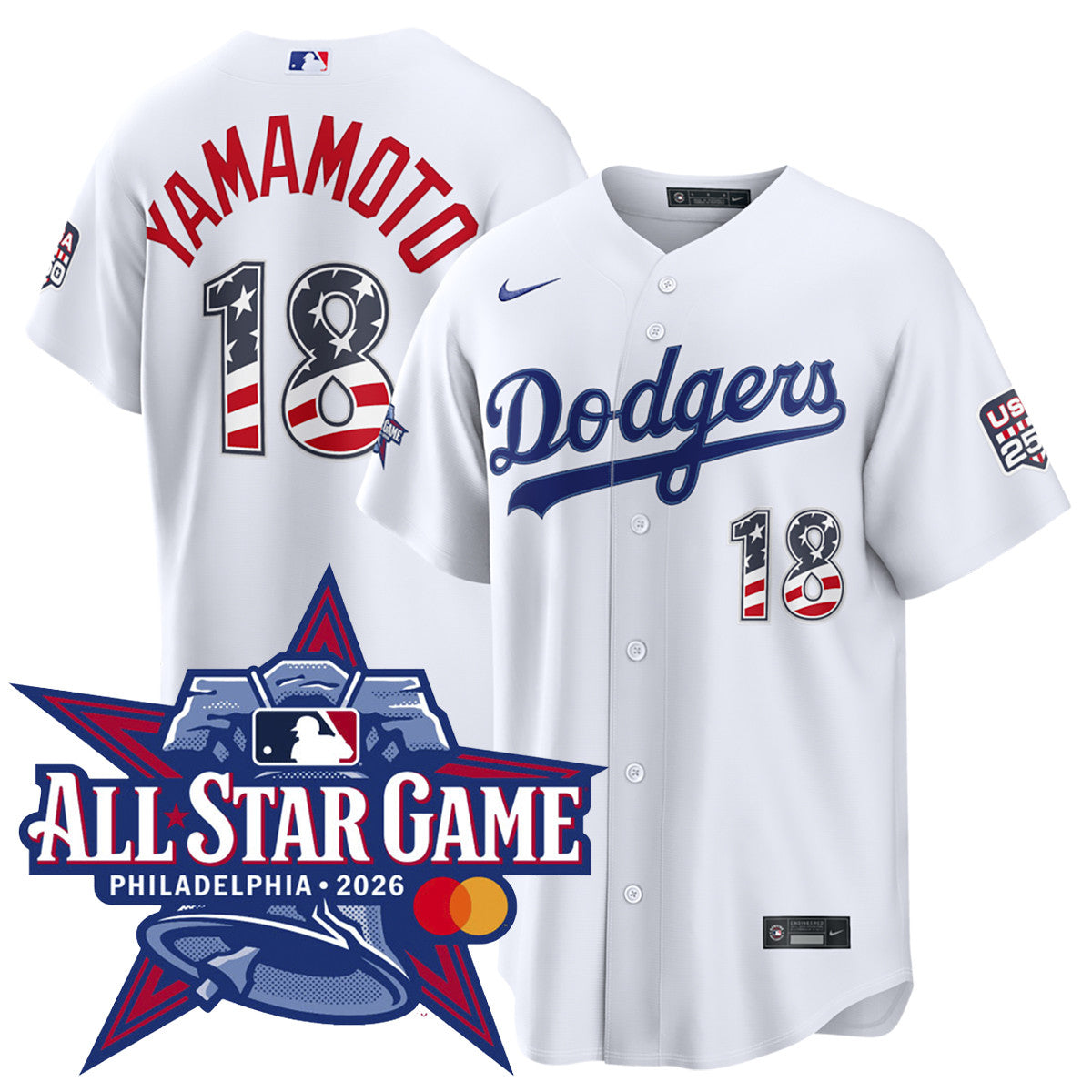 Yoshinobu Yamamoto Los Angeles Dodgers 2026 All-Star Edition Stars & Stripes Home Jersey