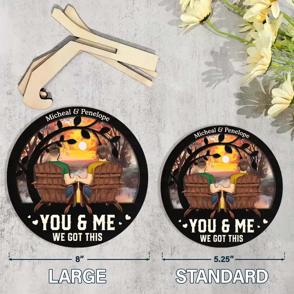 You And Me We Got This - Personalized 2-Layered Wooden Plaque With Stand - Image 5