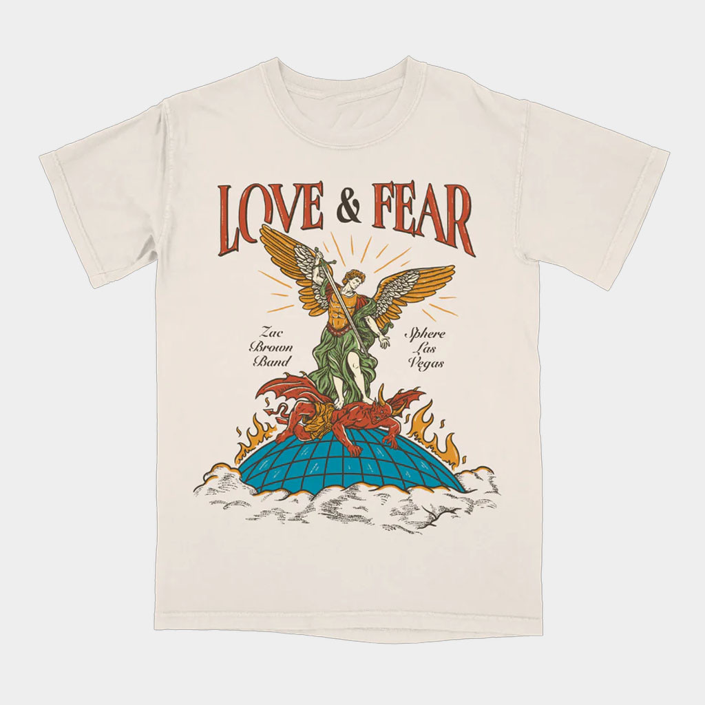 Zac Brown Band Merch 2026 Love And Fear Sphere T-Shirt Presents For Music Lovers