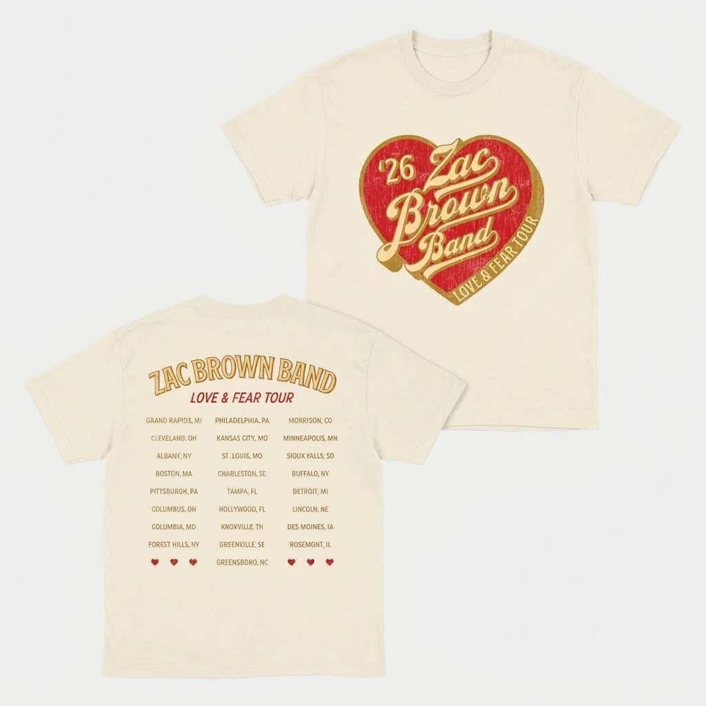 Zac Brown Merch 2026 Heart Tour T-Shirt Zac Brown Band Tour Merch Present For Sisters