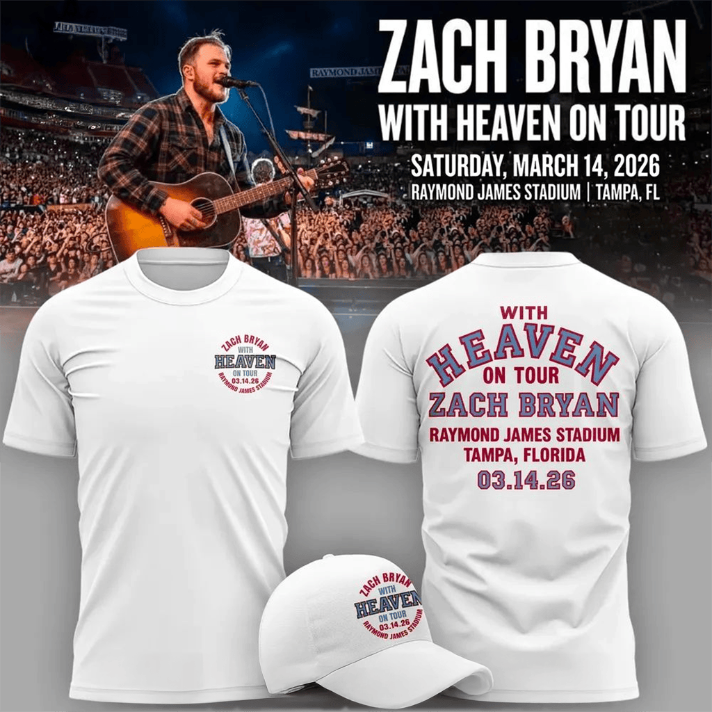 Zach Bryan 2026 With Heaven On Tour Raymond James Stadium T-Shirt Zach Bryan Merch Fan Gifts