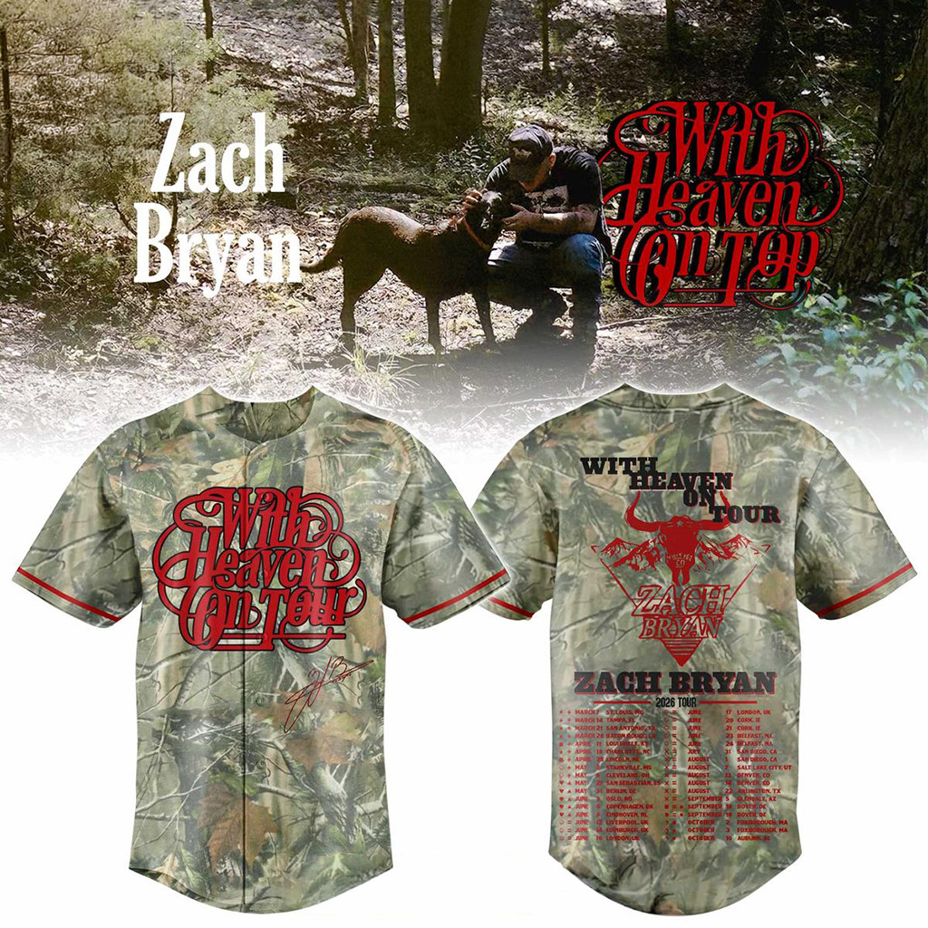 Zach Bryan The With Heaven On Tour 2026 Schedule Baseball Jersey Zach Bryan Merch Camo