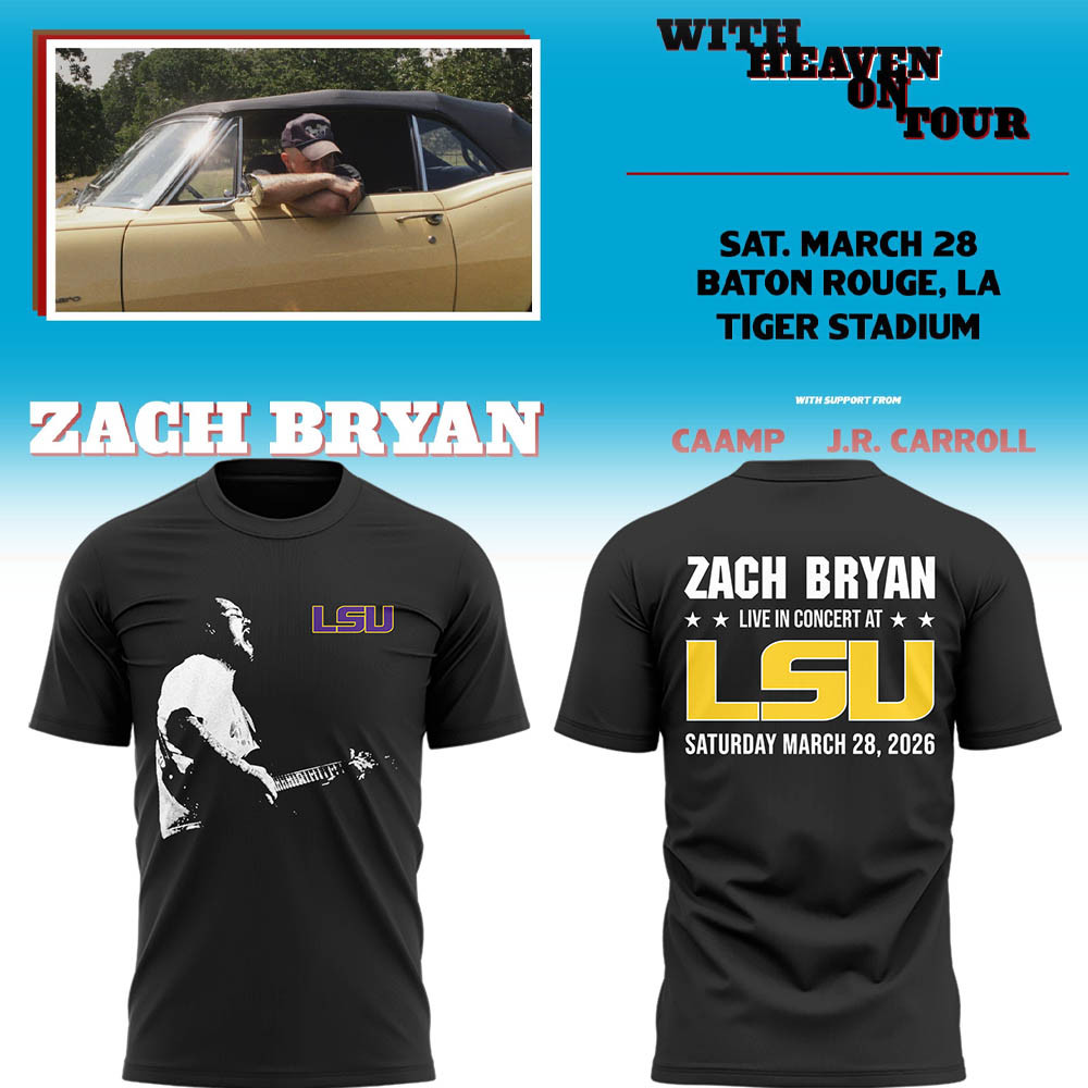 Zach Bryan With Heaven On Tour 2026 At LSU T-Shirt Zach Bryan Merch Gifts For Music Fans