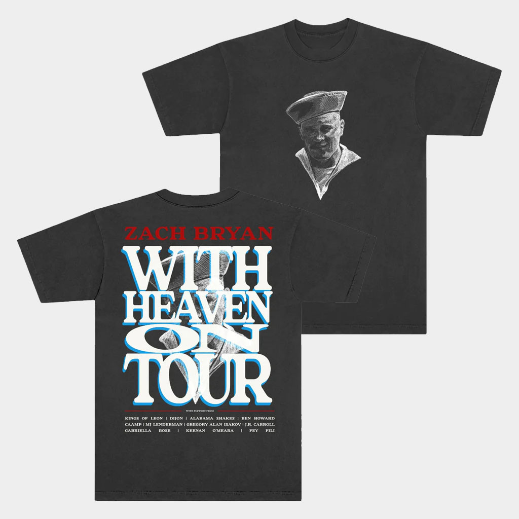 Zach Bryan With Heaven On Tour Merch 2026 With Heaven On Top Tour T-Shirt Music Fan Gifts Ideas