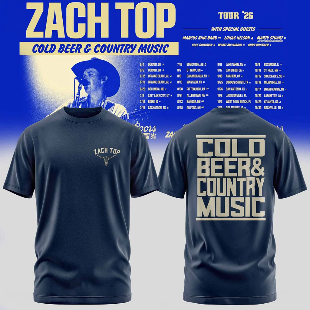 Zach Top Merch Cold Beer And Country Music Tour 2026 Shirt Best Gifts For Brother