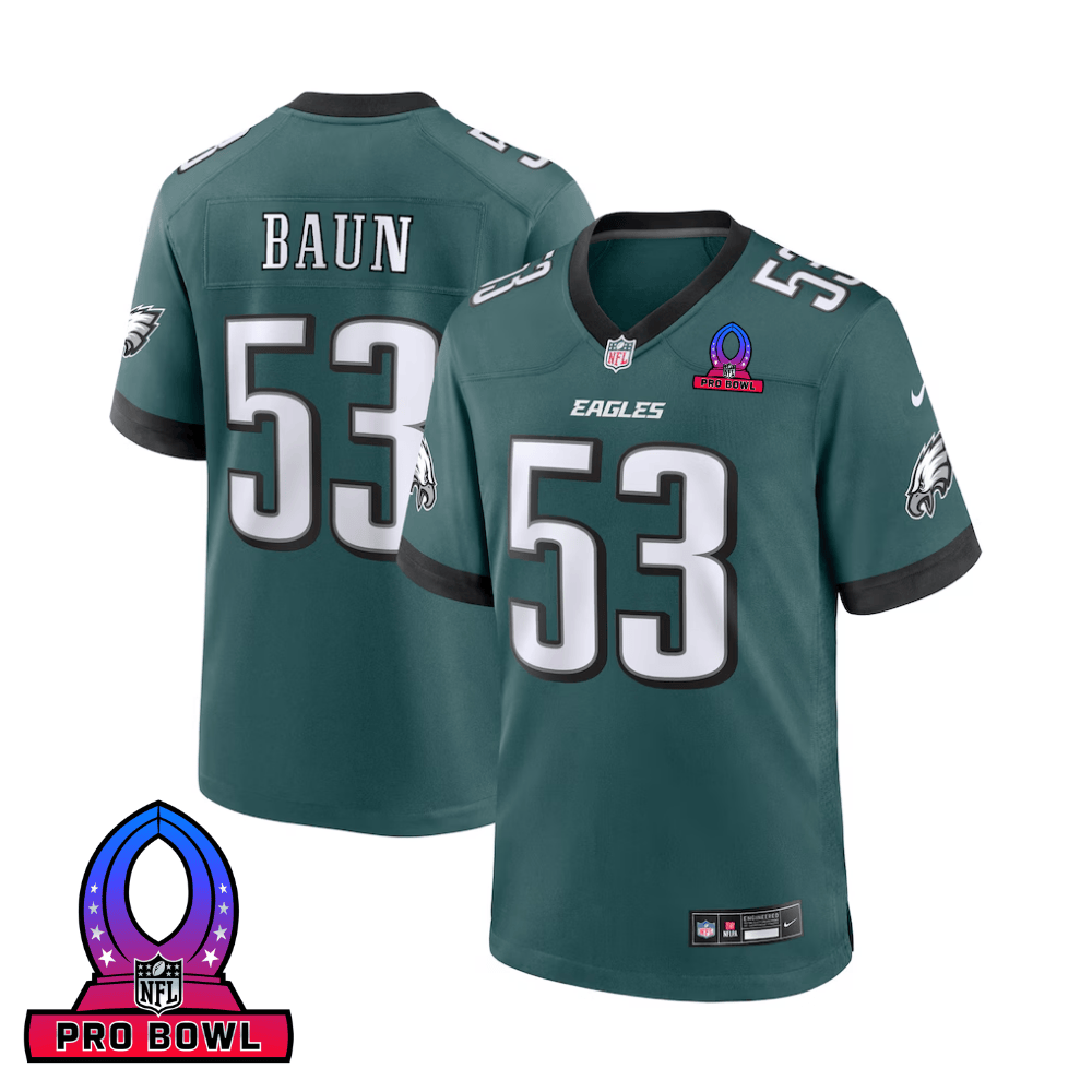 Zack Baun Philadelphia Eagles 2025 Pro Bowl Patch Game Men Jersey - Midnight Green