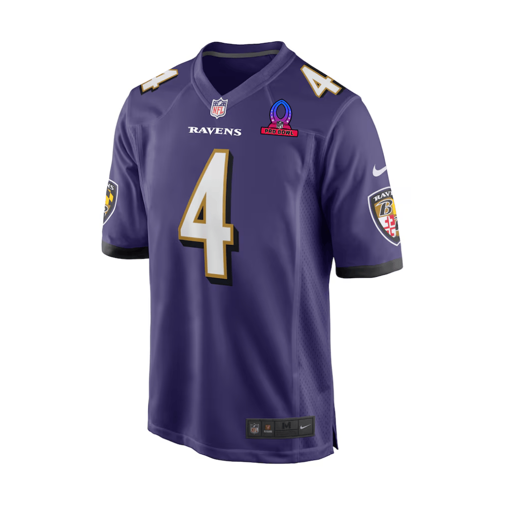 Zay Flowers Baltimore Ravens 2025 Pro Bowl Patch Game Men Jersey - Purple - Image 2