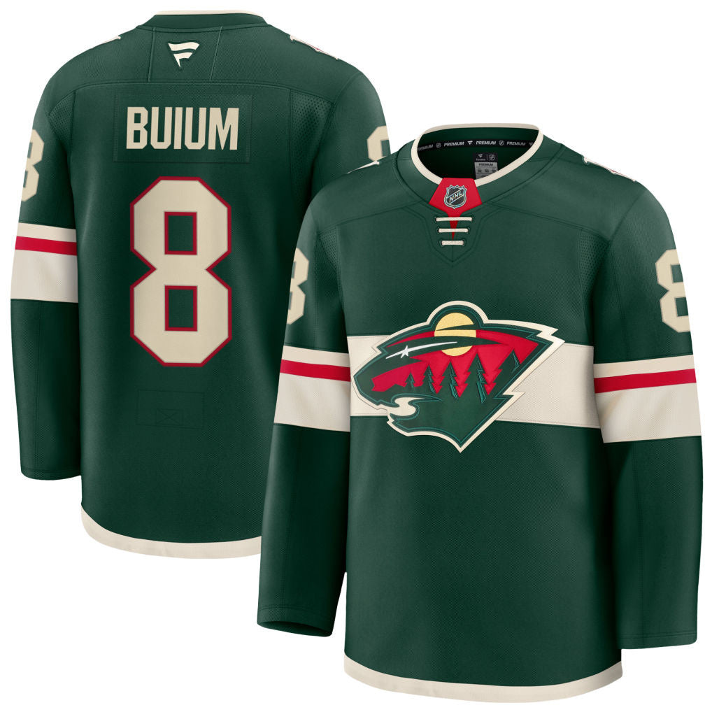 Zeev Buium Minnesota Wild 2025 Home Premium Jersey - Green 1 Zeev Buium Minnesota Wild 2025 Home Premium Jersey - Green