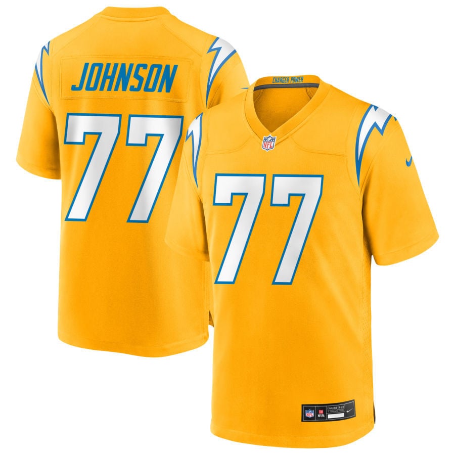 Zion Johnson Los Angeles Chargers 2025 Alternate Charger Power Game Jersey - Gold