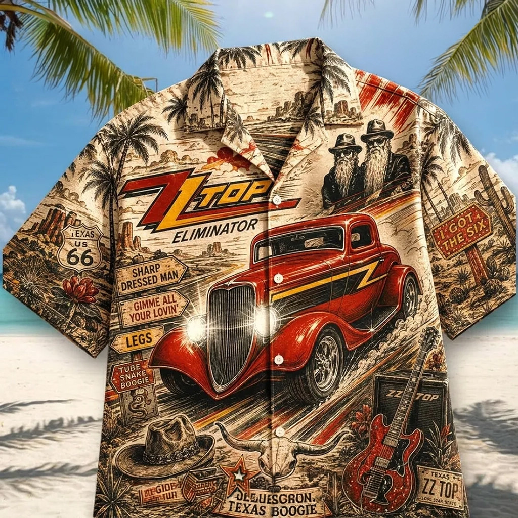ZZ Top Eliminator Deluxe Hawaiian Shirt ZZ Top Merch Best Gift For Rock Band Fans